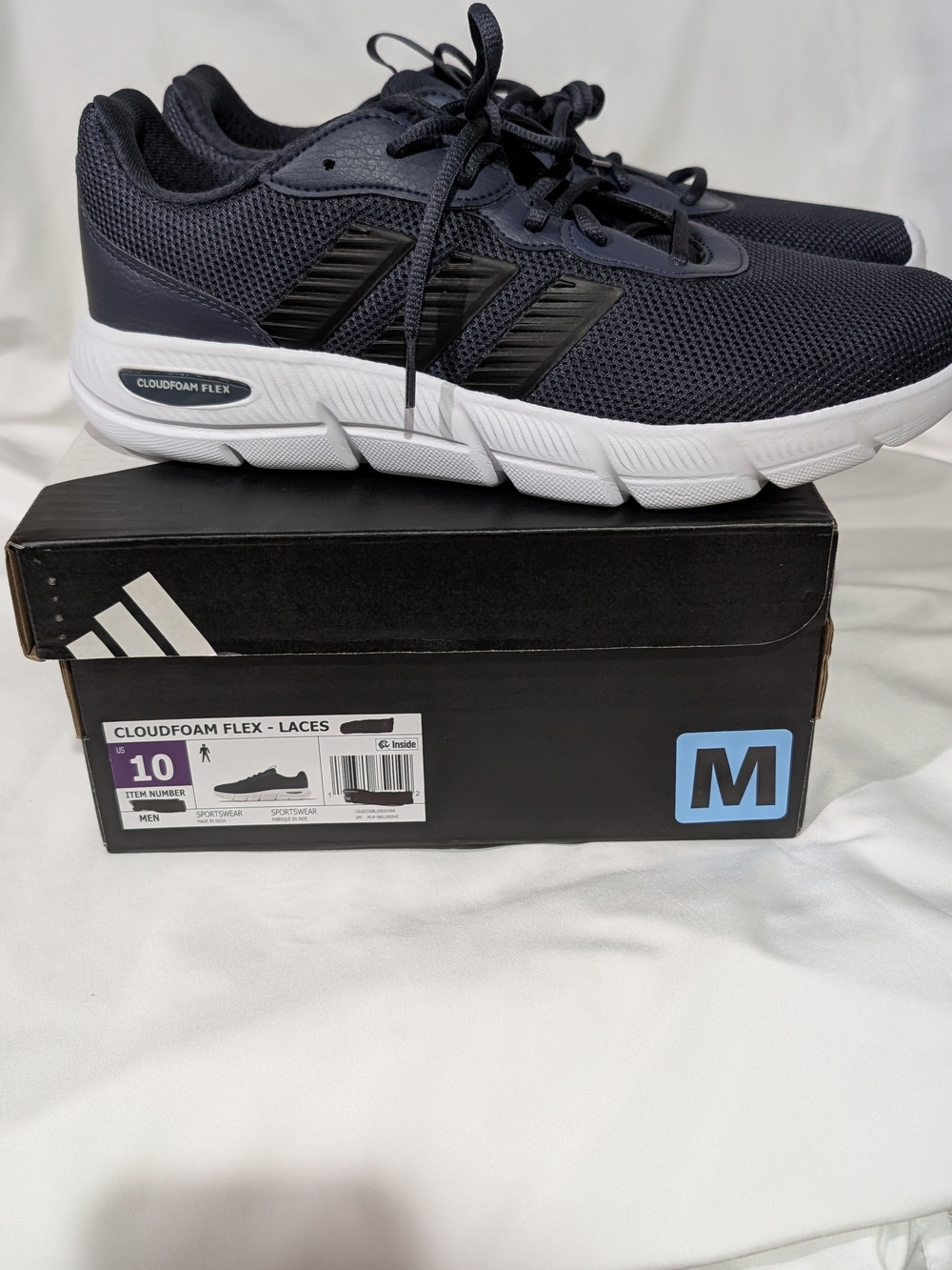 Adidas Men's Cloudfoam Flex Lace-Up Sneakers - Navy/Black